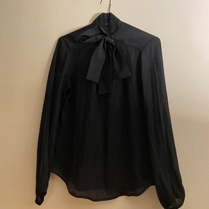 Aritzia Talula tie-front neck bow black blouse, S